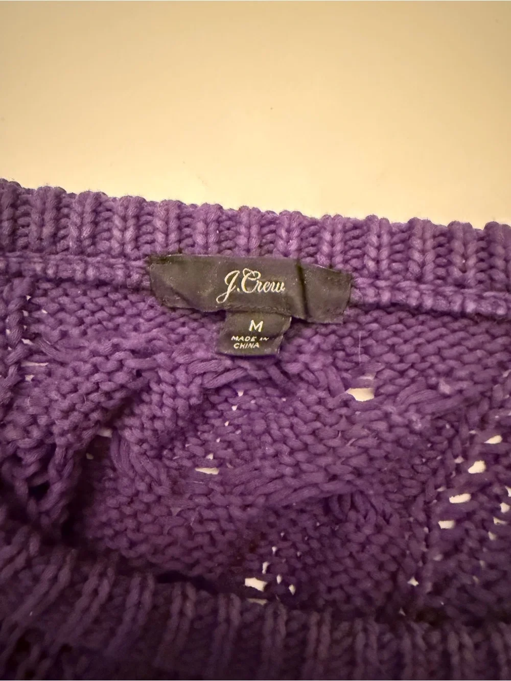 J. Crew Purple Cable Knit Crewneck Sweater